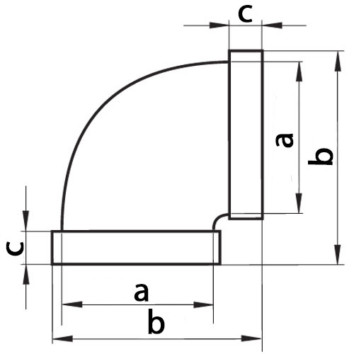 PVC square bend 90 dimensions